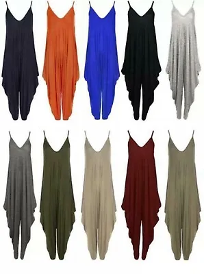 £7.99 • Buy Women Thin Strappy Baggy Harem Jumpsuit Ladies Cami Drape Lagenlook Playsuit
