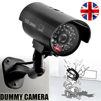 Fake Dummy CCTV Security Camera Black Flashing LED Indoor/Outdoor Surveillance • £7.99