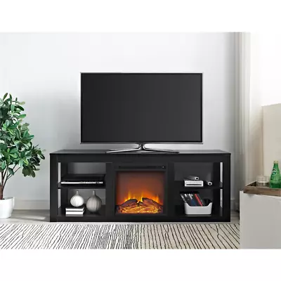 TV Stand Electric Fireplace Console Media Entertainment Storage Center 65  Black • $269.41