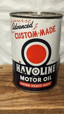 Vintage 1 Quart Havoline Extra Heavy Duty Motor Oil All Metal Can • $22.88