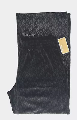Michael Kors Womens MK Jacquard Logo Velour Straight-Leg Pants In Black MWT • $39.99