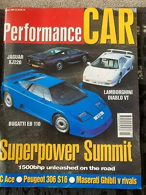 £4.39 • Buy PERFORMANCE CAR MAGAZINE - March 1994 - XJ220, Diablo