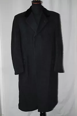Vintage Stanford Grey Wool Cashmere Overcoat With Velvet Collar Size 40R Britain • £54.99