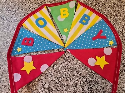 £1 • Buy Personalised Bunting-bright Colour Mix- Any Name- £1 Per Flag, Free P&p