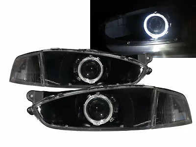 Colt 95-02 2D/3D Guide LED Angel-Eye Projector Headlight BK For Mitsubishi LHD • $507.02