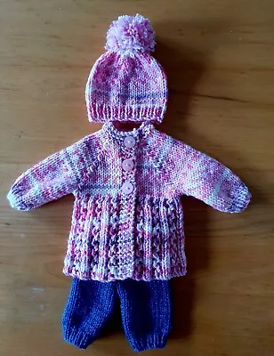 £8.95 • Buy Hand Knitted Dolls Clothes To Fit 10 To 11 Inch 25cm Reborn Baby Girl Doll