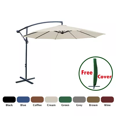 3M Garden Sun Shade Cantilever Hanging Banana Parasol Umbrella Canopy Cover Base • £83.95