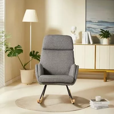 Rocking Chair Glider Chair Nursery Armchair Upholstered Tall Back Accent Lounge • $49.99