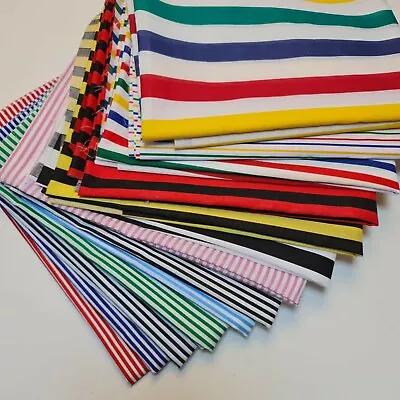 Candy Stripe Polycotton Fabric Striped Lines Craft Bunting Quilting Material 44  • £6.99