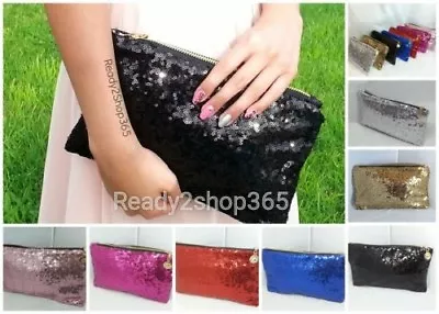 Evening Bag Purse Clutch Handbag Sequin Sequins Beaded Party Glitter Women NEW • $9.99