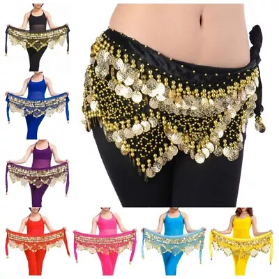 Belly Dance Hip Scarf Fancy Waist Belt Velvet Wrap Skirt Tribal Dancing Costume • £15.47