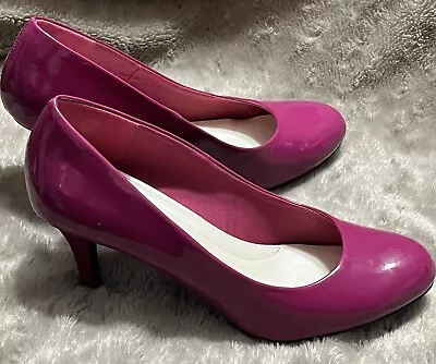 Comfort Plus By Predictions Karmen Magenta Patent Pump Heel Shoes Womens Sz 10 • £22.89