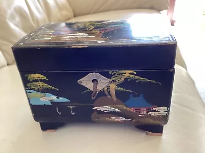 £20 • Buy Vintage Musical Wooden Oriental Style Jewellery Box Black
