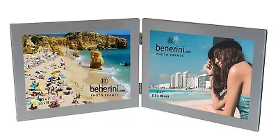 £16.99 • Buy Double Photo Frame 7 X 5 Hold 2 Picture Silver Twin Landscape Folding Frame Gift