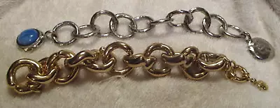 Vntg. J. CREW Chunky Shiny Gold Tone Large Link Bracelet & CHICO'S Magnetic • $12.50