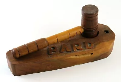 Rustic Vintage Carved Wooden Gavel Mallet & Base With  PARD  & Initials  EP  • $24.84