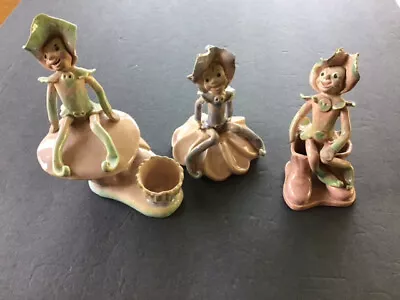 Vintage Millesan Drews Pottery Pixie Figurines Lot Of 3 As Is • $46
