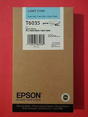 01-2024 NEW 220ml GENUINE EPSON T6035 LIGHT CYAN K3 INK PRO 7800 9800 7880 9880 • $128.89