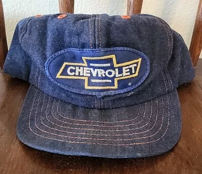 Vintage Denim SnapBack Trucker Hat Chevy Chevrolet Made USA • $29.99