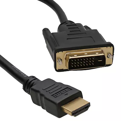 DVI To HDMI Cable 1m (24+1 Pin To HDMI Digital Lead) PC To HD TV 1 Metre Gold • £4.11