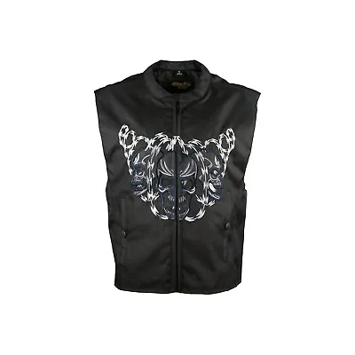 Men's Textile Vest With Reflective Skull • $74.16