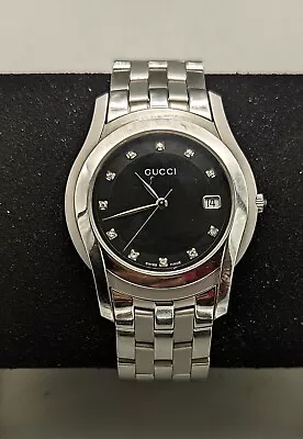 Gucci G Class XL 5505 Diamond Dial W/ Date Stainless Steel 35MM Swiss Made Watch • $409