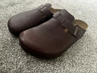 Birkenstock Boston Horween Brown Leather Clog Sandals Uk 7 US 8 Mule • £90