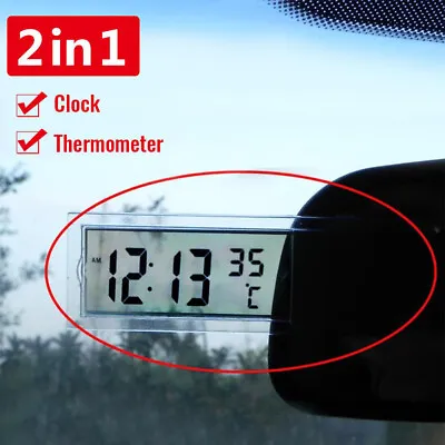 £4.62 • Buy 2in1 LCD Digital Display Sucker Type Clock Thermometer Temperature Accessories