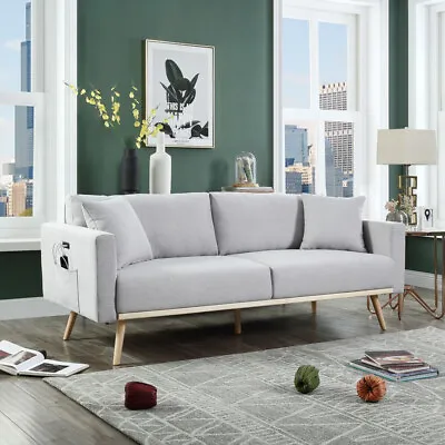 Linen Sofa Loveseat Modern Living Room Sofa Couch W/USB Charging Port & 1 Pillow • $175.69