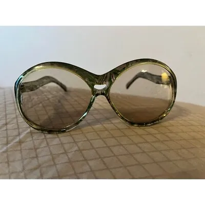 LOZZA Vintage Sunglasses Round  Oversized Green Tortoiseshell Italian 70s • $45