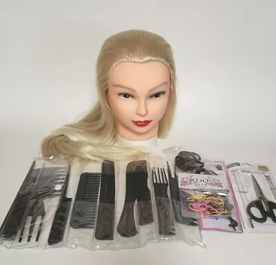 Mannequin Head Hairstylists' Training & Styling Doll 18  Blonde Hair 15 Pieces • $35.99