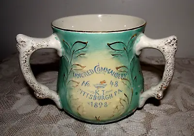 1898 Antique Masonic Knights Templar Tancred Commandery Loving Cup Tri-handled • $39.99