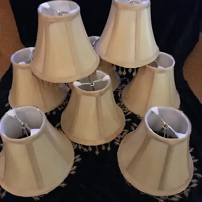 Set Of 8 Chandelier Mini Shades Taupe Fabric Bell Shape W/CrystalsClip On • $45