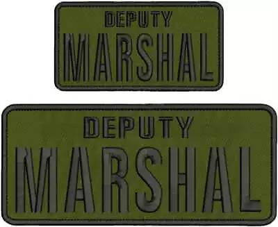 DEPUTY MARSHAL EMBROIDERY PATCH 4X10 AND 3X6 Hook On Back Od Green/blk • $16.99