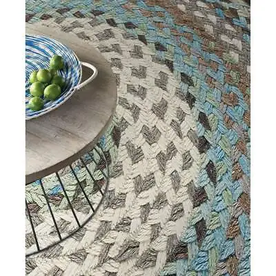 $159 • Buy Capel Rugs Drifter Wool Blend Country Cottage Ocean Blue Round Braided Rug
