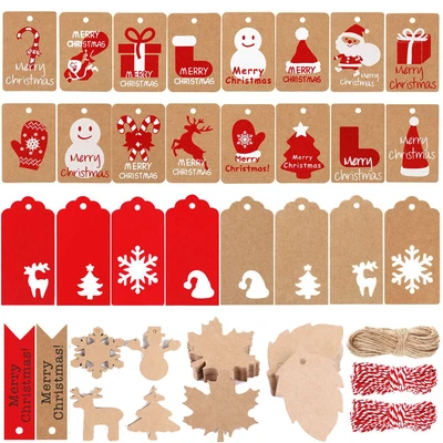£2.61 • Buy 50/100x 3D Christmas Kraft Paper Gift Tags Xmas Present DIY Art Crafts Name Card