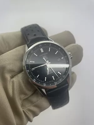 TAG Heuer Carrera Calibre 7 Twin Time Automatic Leather 39mm Watch WV2115 • $1100