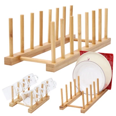 £7.19 • Buy Wooden Dish Plate Cupboard Rack Holder Storage Drying Kitchen Plate Cup Stand
