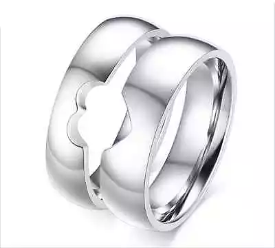 Stainless Steel Promise Wedding Bands Smooth Love Puzzle Ring Love Couple Rings • $15.99