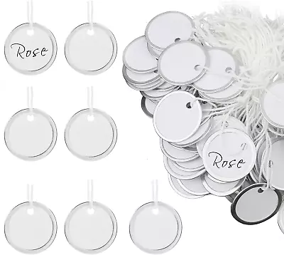 100pcsÂ Metal Rim Key Tags Key Tags With Strings Writable Round Paper Key Tags • $14.34