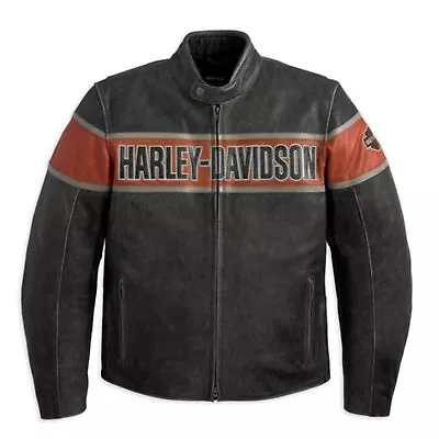 Harley Davidson Men's Genuine Motorcycle Black Leather Biker Jacket Men Vest • $179