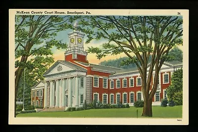 Pennsylvania PA Postcard Smethport McKean County Court House Linen Tichnor • $4.49