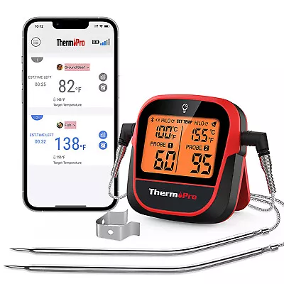 ThermoPro TP902W 450FT Wireless Bluetooth Meat Thermometer For Cooking & BBQ • $35.99