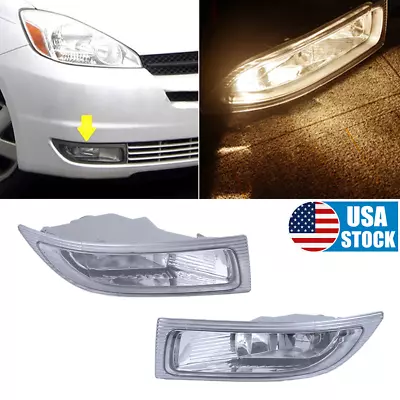 Pair Front Bumper Fog Lamp Driving Light Clear For Toyota Sienna 2004-2005 LH RH • $33.05