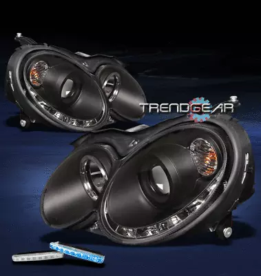 2003-2009 Mercedes-benz Clk W209 Halo Black Projector Head Lights W/blue Drl Led • $468.95