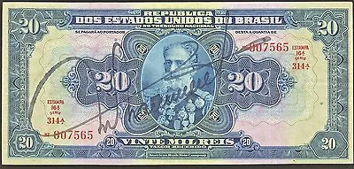 Brazil Thesouro Nacional 20 Mil Reis No Date (1936) P-48d #1014 • $65