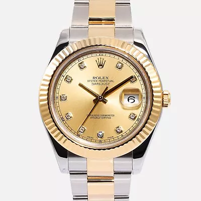 Rolex Datejust II Yellow Gold/Steel 41mm Champagne 116333 Box/Manuals Scrambled • $11995