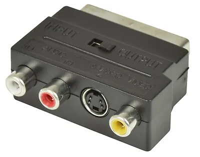 £2.49 • Buy SCART To 3 RCA Composite Phono Adaptor With In Out Switch Converter SVHS S Video