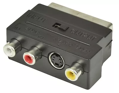 SCART To 3 RCA Composite Phono Adaptor With In Out Switch Converter SVHS S Video • £2.69