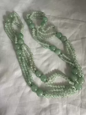 Vintage Jade Bead Double Strand Double Knotted Necklace • $19.99